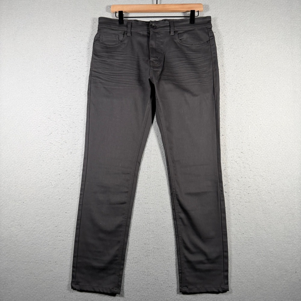 Stone Falcon Men Slim Fit Charcoal‎ Gray Chinos Pants 34x30 Comfort